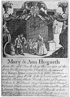 Advertisement for Mary and Ann Hogarth's draper's shop, early-mid 18th century, (1901). Artist: Unknown