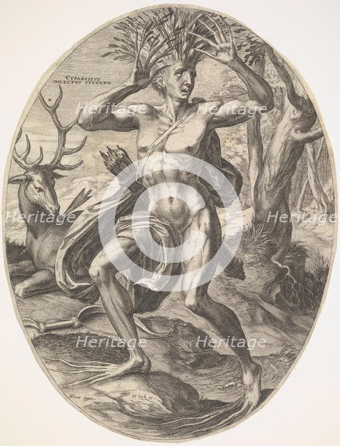 Cyparissus from set The Rural Gods, 1565. Creator: Cornelis Cort.