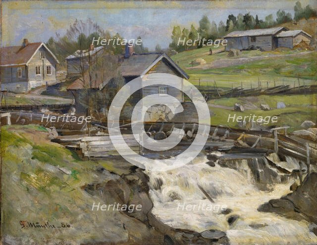 Waterfall at Stange in Hedmark, 1886. Creator: Gerhard Munthe.