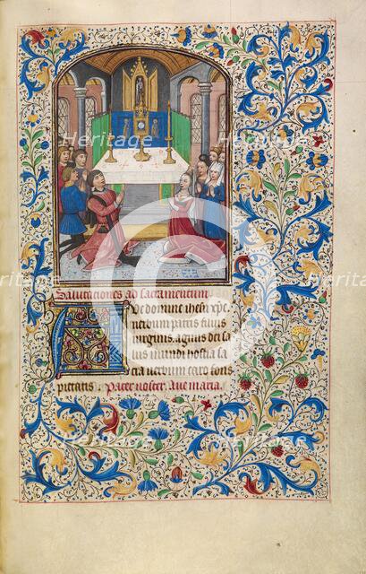 The Adoration of the Eucharist; Arenberg Hours, early 1460s. Creator: Willem Vrelant.