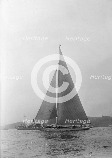 The 205 ton J-class yacht 'Velsheda' sailing close hauled, 1935.  Creator: Kirk & Sons of Cowes.