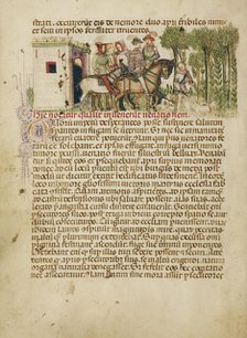 Aimo and Vermondo Riding Out to the Hunt; Legenda Venerabilium..., about 1400. Creator: Anovelo da Imbonate.