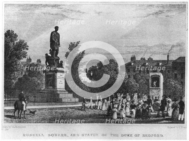 Russell Square and the statue of the Duke of Bedford, London, 19th century (1907). Artist: Unknown
