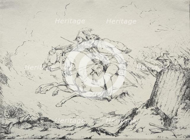 Specimens of Polyautography: Cavalry Charge, 1803. Creator: Robert Kerr Porter (British, 1777-1842).