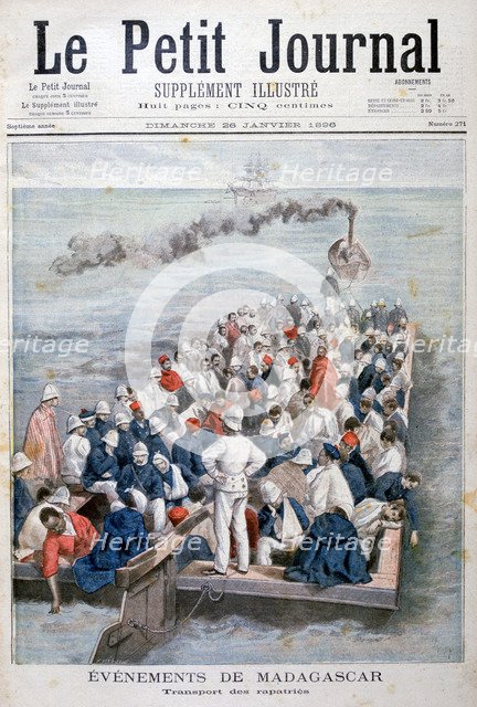 Events in Madagascar: the repatriation of French troops, 1896. Creator: F Meaulle.