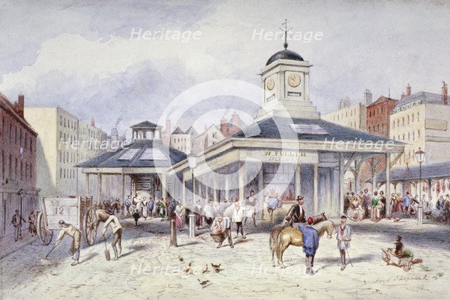 View of Newgate Market in Paternoster Square, City of London, 1836.                                  Artist: Frederick Napoleon Shepherd