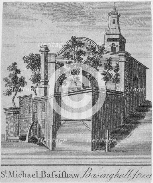 Church of St Michael Bassishaw, Basinghall Street, City of London, 1750. Artist: Anon