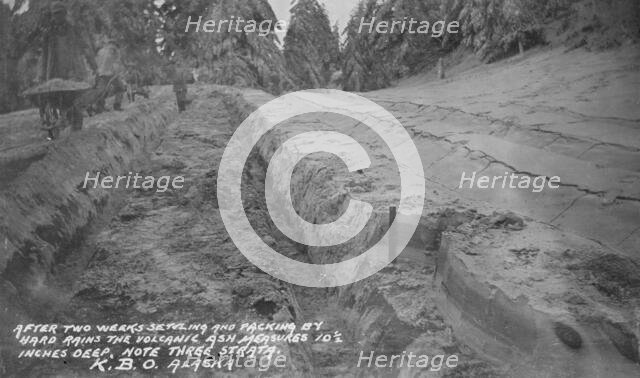 Clearing up volcanic ashes, between c1900 and c1930. Creator: Unknown.