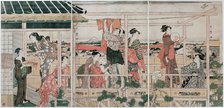 Drying Clothes, c. 1790. Artist: Utamaro, Kitagawa (1753-1806)