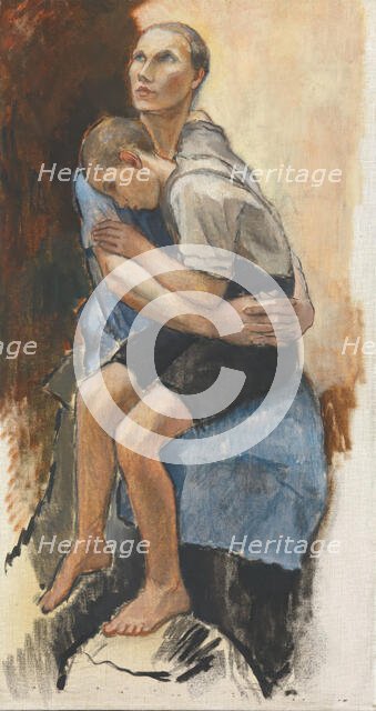 Woman with a Barefoot Boy, probably 1928. Creator: Alvar Cawén.