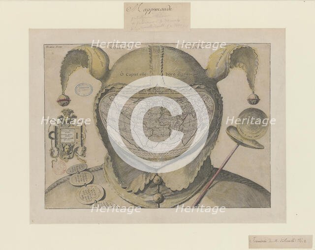 O caput elleboro dignum (Fool's Cap Map of the World), c1590. Creator: Gourmont, Jean de, (after) (1506-1551).