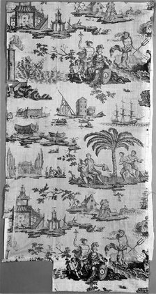 Neptune or L'Empire de la Mer (Neptune or the Empire of the Sea) (Furnishing Fabric), c. 1795. Creator: Petitpierre et Cie.