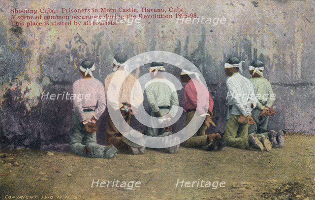 Shooting Cuban Prisoners in Moro Castle, Havana, Cuba, 1910. Artist: Unknown
