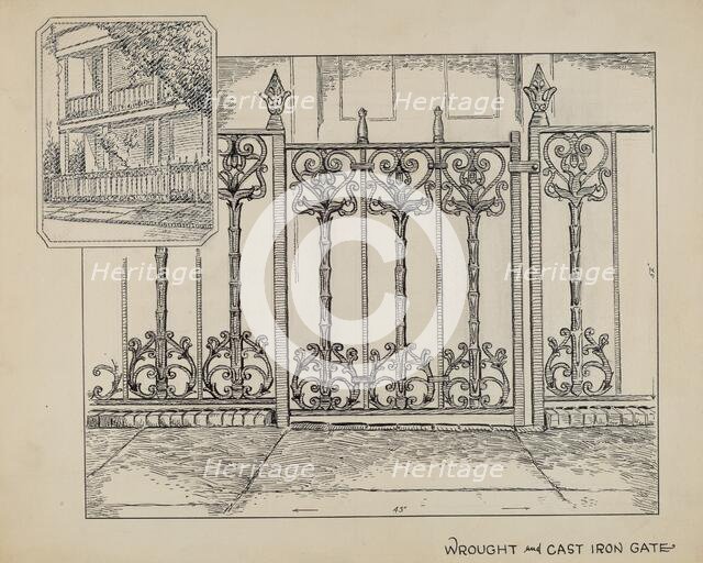 Cast Iron Fence, c. 1936. Creator: Al Curry.