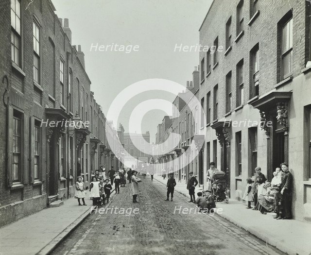 People in the street, Albury Street, Deptford, London, 1911. Artist: Unknown.