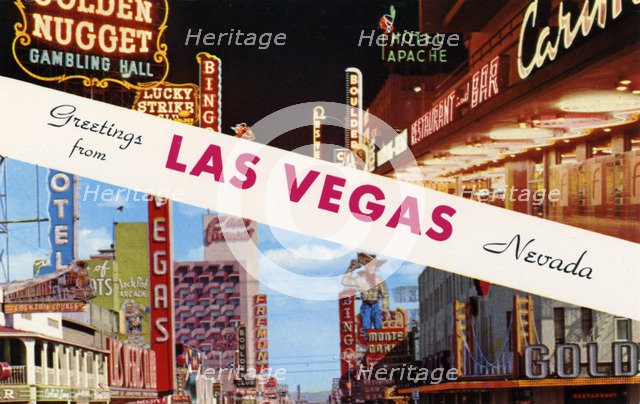 'Greetings from Las Vegas, Nevada', postcard, 1956. Artist: Unknown