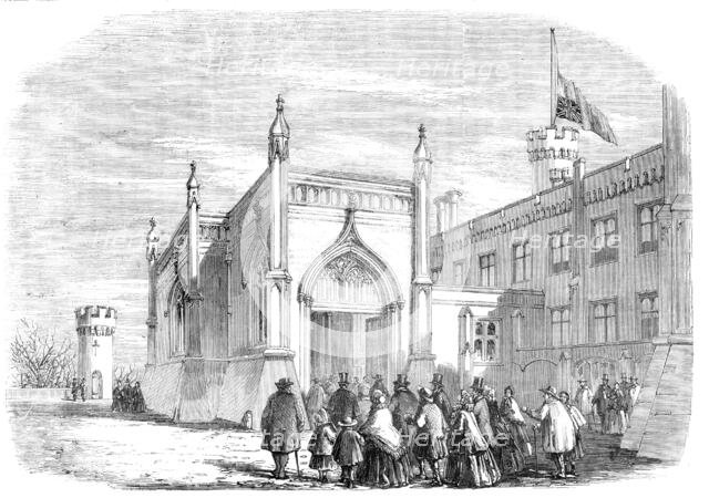 Funeral of the late Duke of Rutland: Tenantry going to the Lying-in-State, at Belvoir Castle, 1857. Creator: Unknown.