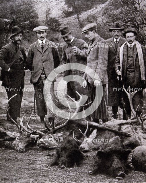 King Alfonso XIII of Spain (1886-1941)  hunting with Prince Arthur of Connaught, grandson of Edwa…