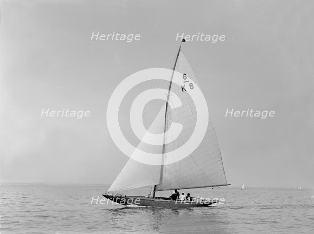 The 6 Metre sailing yacht 'Whimbret' (K8), 1921. Creator: Kirk & Sons of Cowes.