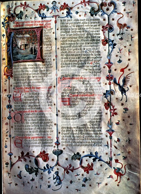 Codex 'Consulat del mar' (Sea consulate). Detail of the writing in a page.