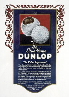 Advertisement for Dunlop Blue Maxfli golf ball, 1923. Artist: Unknown