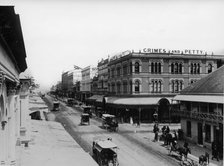 Corner Queen and Albert Street, Brisbane, 1886 (showing Grimes and Petty Clothing/Drapery Store). Creator: Unknown.