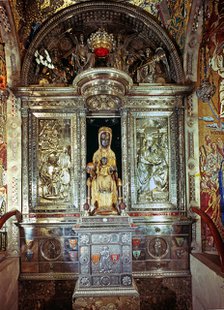 Room decorated with the image of the Virgin of Montserrat 'The Black Madonna' (The Moreneta) (1947).