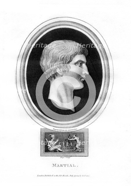 Marcus Valerius Martialis, Roman poet, (1814).Artist: Page