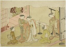 The Bride Changing Clothes (Iro-naoshi), the fifth sheet of the series "Marriage in Bro..., c. 1769. Creator: Suzuki Harunobu.