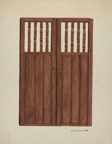 Doors to Baptistry - Mission San Juan Bautista, 1938. Creator: Ethel Dougan.