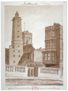 'Shot Manufactory, Tooley Street, from London Bridge', Bermondsey, London, 1828. Artist: John Chessell Buckler
