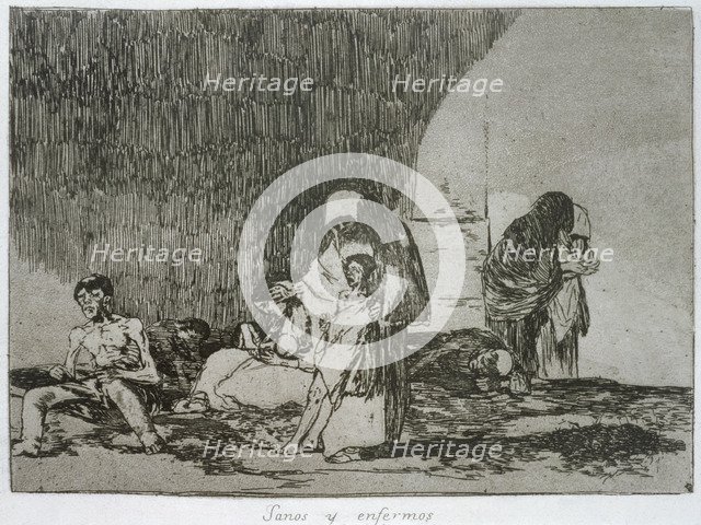 The Disasters of War, a series of etchings by Francisco de Goya (1746-1828), plate 57: 'Sanos y e…