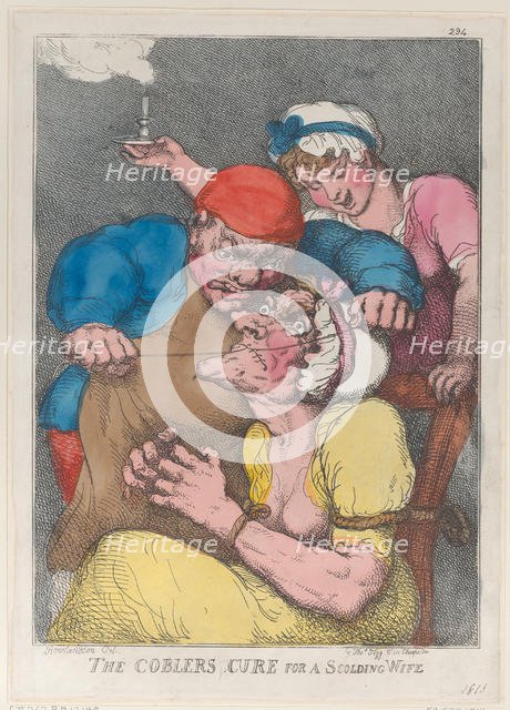 The Cobbler's Cure for a Scolding Wife, 1813., 1813. Creator: Thomas Rowlandson.