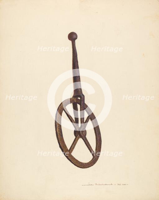 Blacksmith's Measuring Wheel, c. 1939. Creator: John Swientochowski.