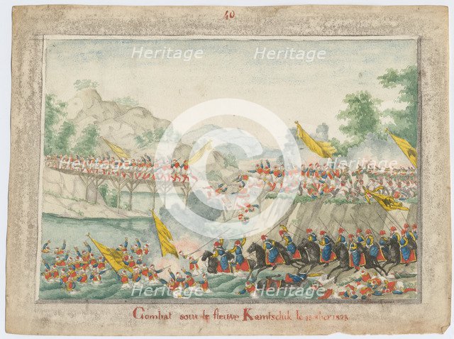 The Battle on the river Kamchik on 15th October 1828, 1829. Artist: Anonymous  