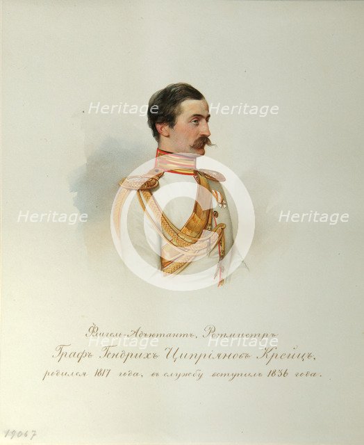 Portrait of Count Heinrich Cyprianovich von Kreutz (From the Album of the Imperial Horse Guards), 1846-1849. Artist: Hau (Gau), Vladimir Ivanovich (1816-1895)