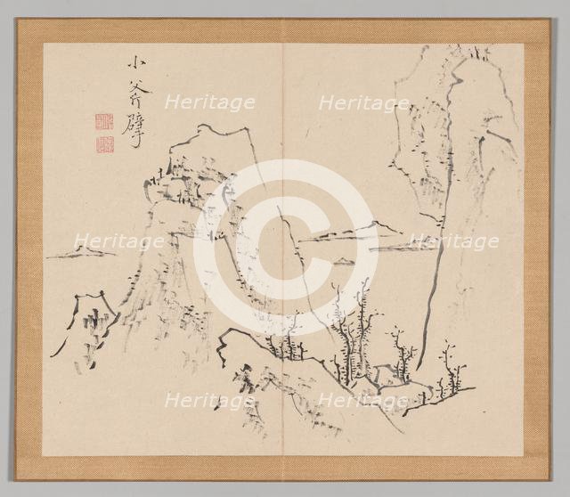 Double Album of Landscape Studies after Ikeno Taiga, Volume 1 (leaf 8), 18th century. Creator: Aoki Shukuya (Japanese, 1789).