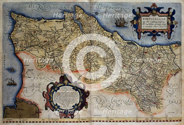  'Theatrum Orbis Terrarum' by Abraham Ortelius, Antwerp, 1574. Map of Portugal.