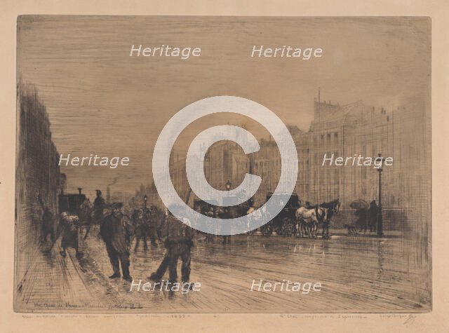 Winter Morning on the Quay, Paris, 1883. Creator: Felix Hilaire Buhot.