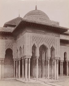 [Courtyard of the Lions, Alhambra, Granada], 1880s-90s. Creator: Likely Sebastiano Tassinari.