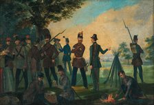 Resting on the march, 1846. Creator: Frantisek Klimkovic.