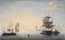 Harbor of Boston, with the City in the Distance, c. 1846-1847. Creator: Fitz Henry Lane (American, 1804-1865).