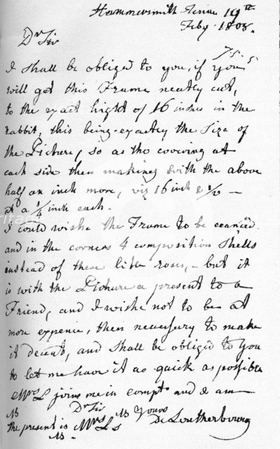 A letter from Philip James de Loutherbourg, 19 July 1808 (1904). Artist: Philip James de Loutherbourg.