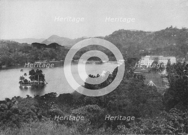 'View of Kandy Lake from Lady Horton's Drive, Kandy', c1890, (1910). Artist: Alfred William Amandus Plate.