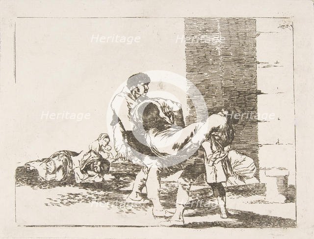 Plate 56 from 'The Disasters of War' (Los Desastres de la Guerra): 'To the cemetery.'(A..., 1810-14. Creator: Francisco Goya.