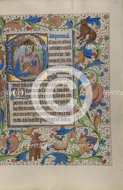 Initial D: The Nativity; Book of Hours, about 1450-1455. Creator: Master of the Lee Hours.