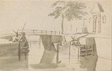 Canal with lock, c.1783-c.1797. Creator: Johannes Huibert Prins.