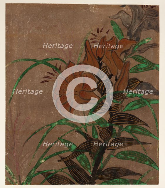 Tiger lilies and grass, Edo period, ca.1685-1868. Creator: Unknown.