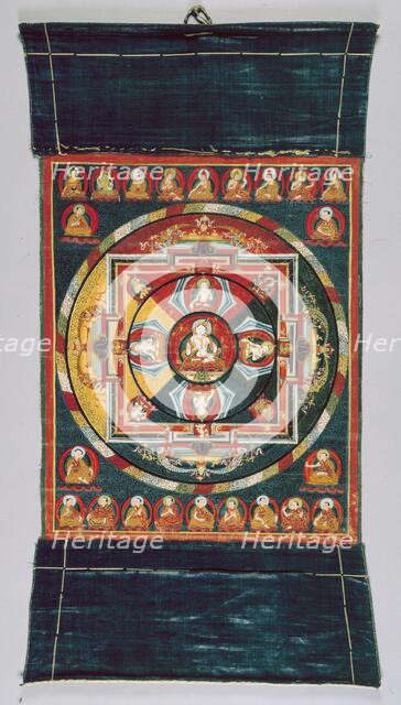 Painted Banner (Thangka) of Vajrasattva Mandala, 15th century. Creator: Unknown.