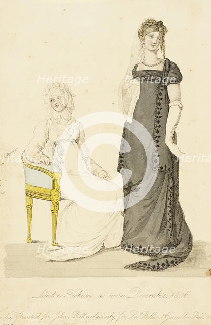 Fashion Plate (London Fashions As Worn December 1806), 1806. Creator: John Bell.